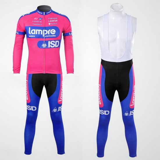 2012 Maillot Lampre Tirantes Mangas Largas rosa Y celeste